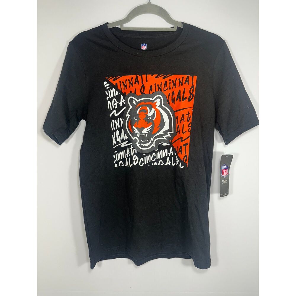 Cincinnati Bengals Youth L 14/16 Graphic T-Shirt Black NFL Team Apparel NWT